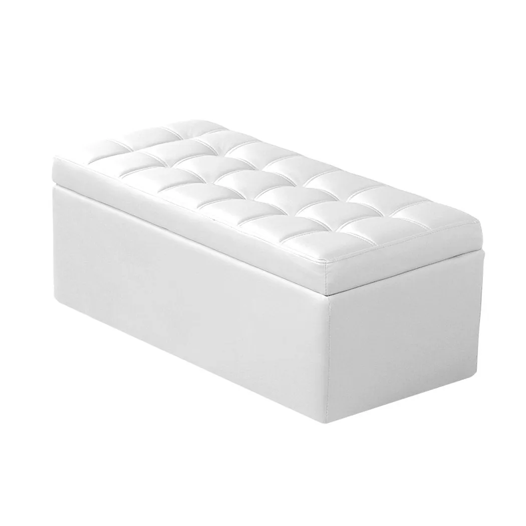 Blanket Box Storage Ottoman PU Leather Fabric Chest Toy Clothes Foot Stool Bed