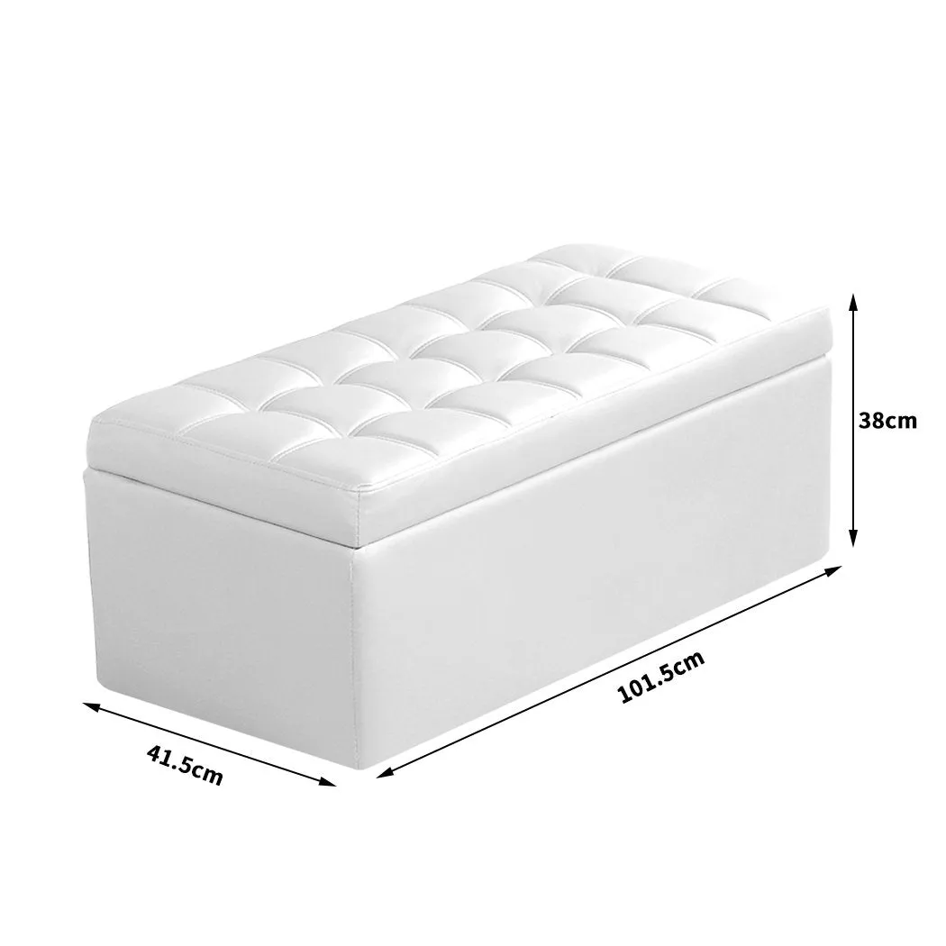 Blanket Box Storage Ottoman PU Leather Fabric Chest Toy Clothes Foot Stool Bed