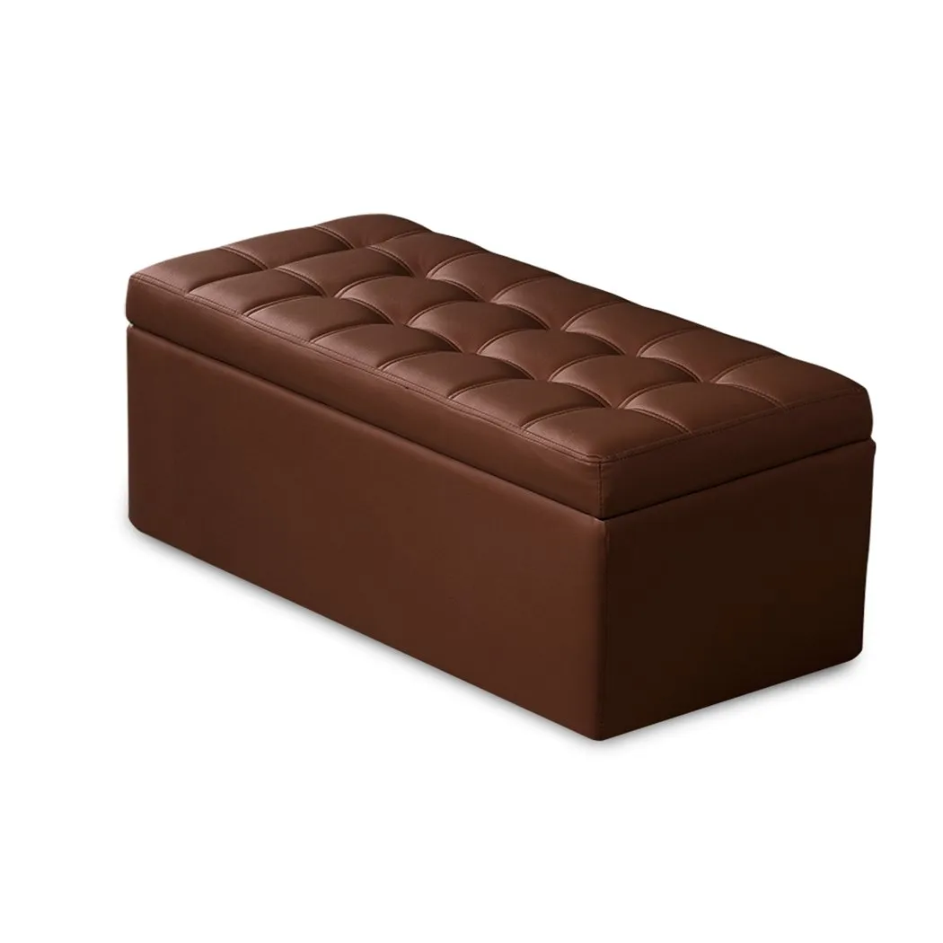 Blanket Box Storage Ottoman PU Leather Fabric Chest Toy Clothes Foot Stool Bed