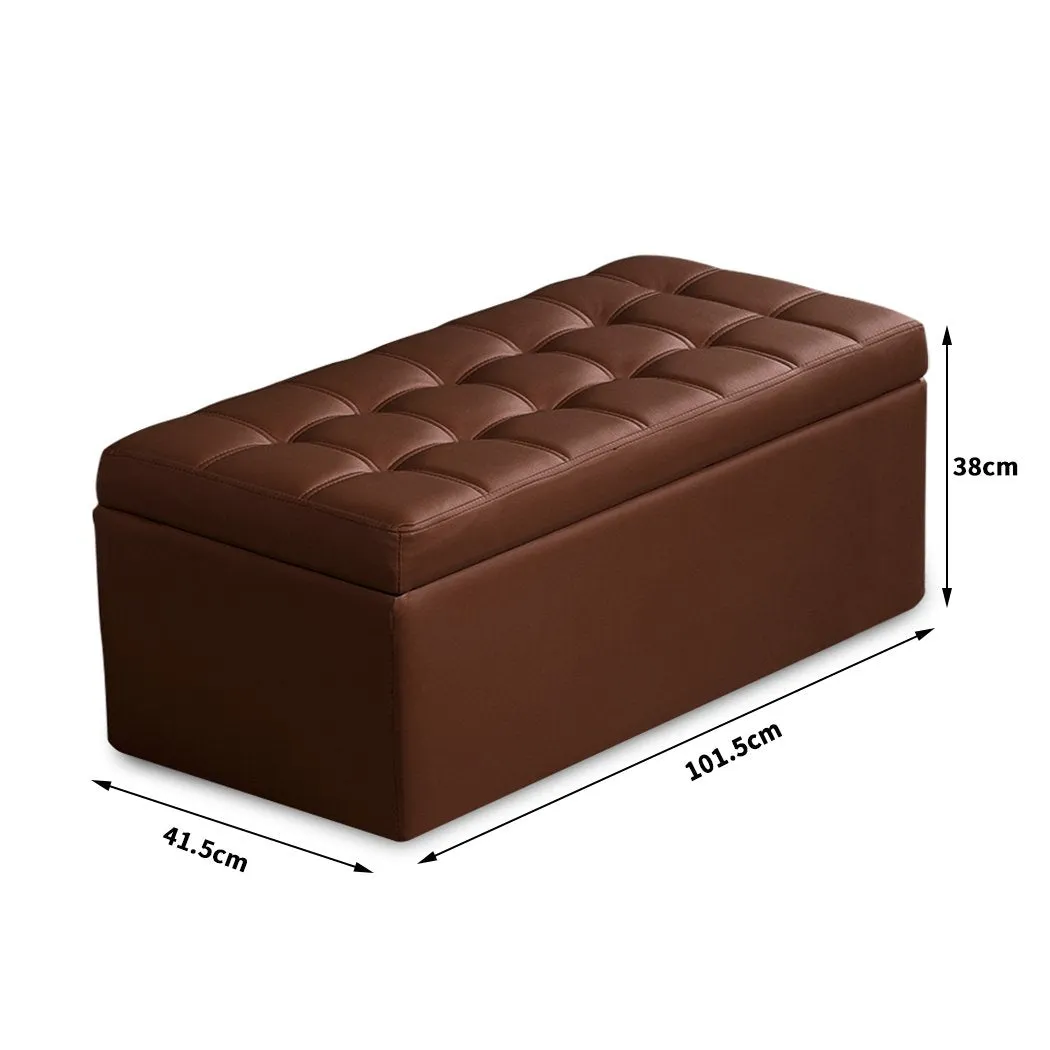 Blanket Box Storage Ottoman PU Leather Fabric Chest Toy Clothes Foot Stool Bed