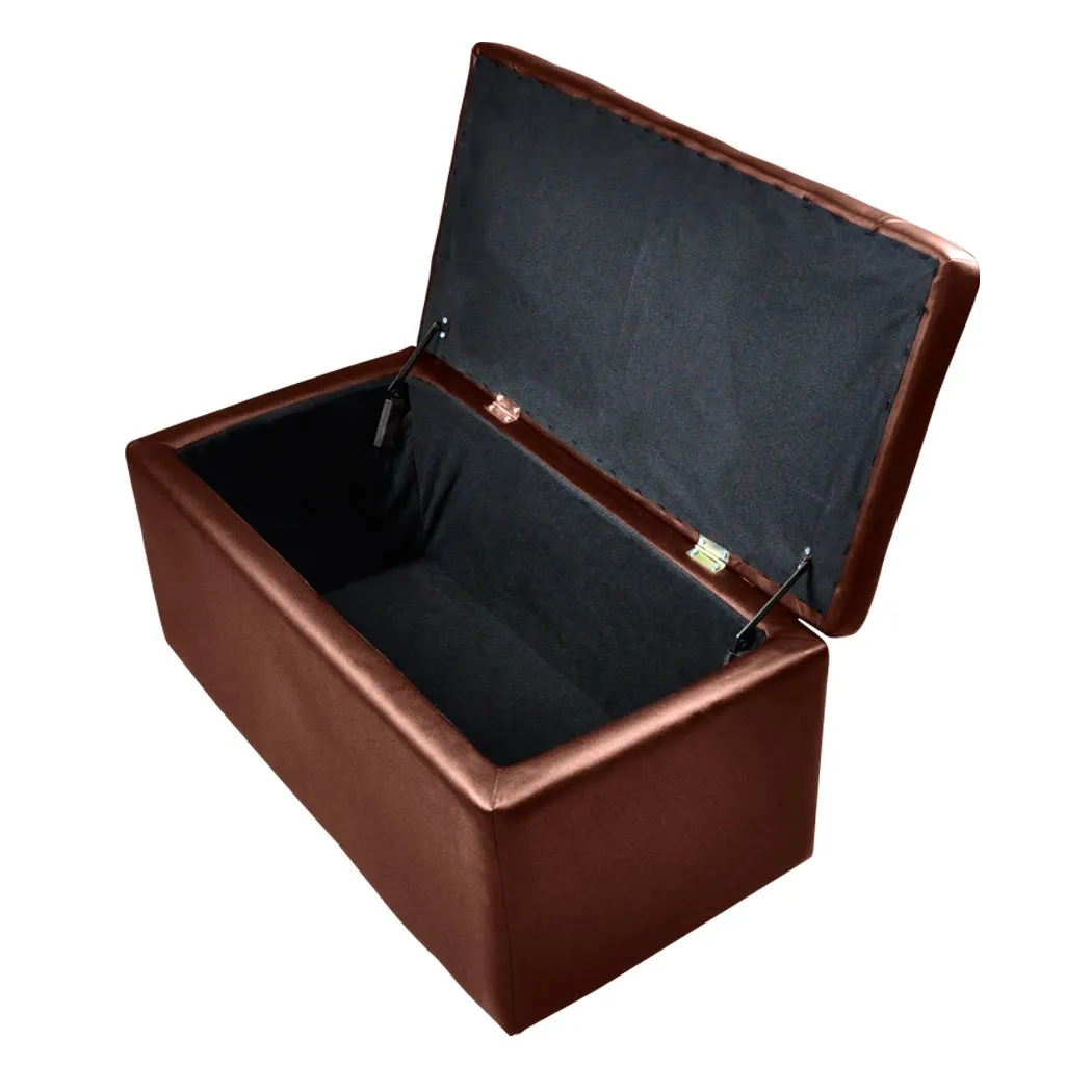 Blanket Box Storage Ottoman PU Leather Fabric Chest Toy Clothes Foot Stool Bed