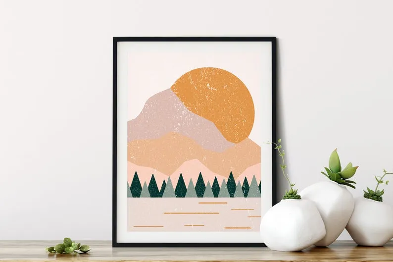 Boho Mountain Wall Art