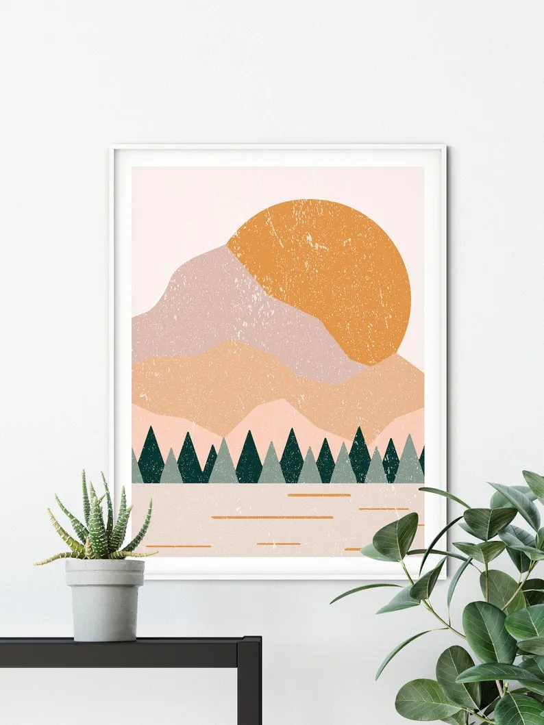 Boho Mountain Wall Art