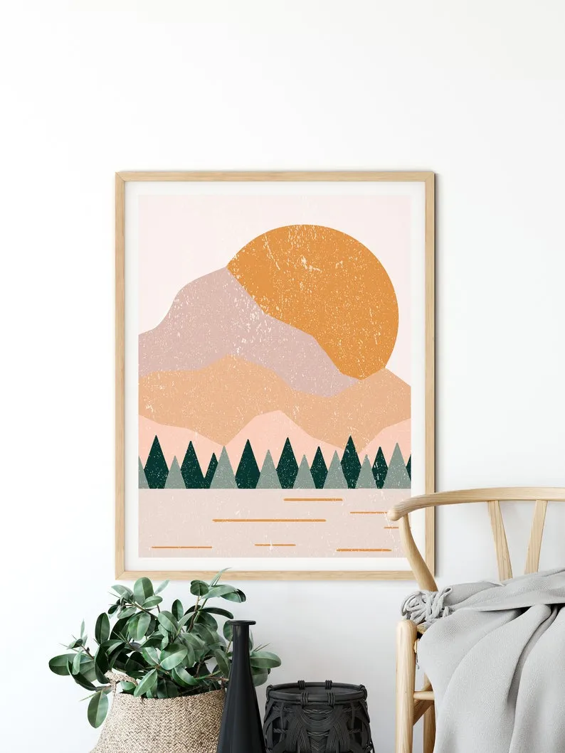 Boho Mountain Wall Art