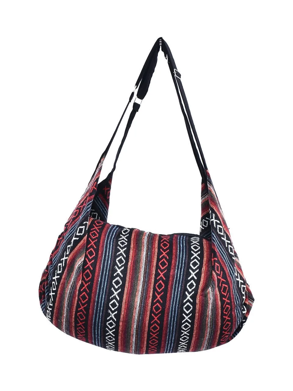 Bohotusk Criss Cross Striped Cotton Canvas Duffle Bag