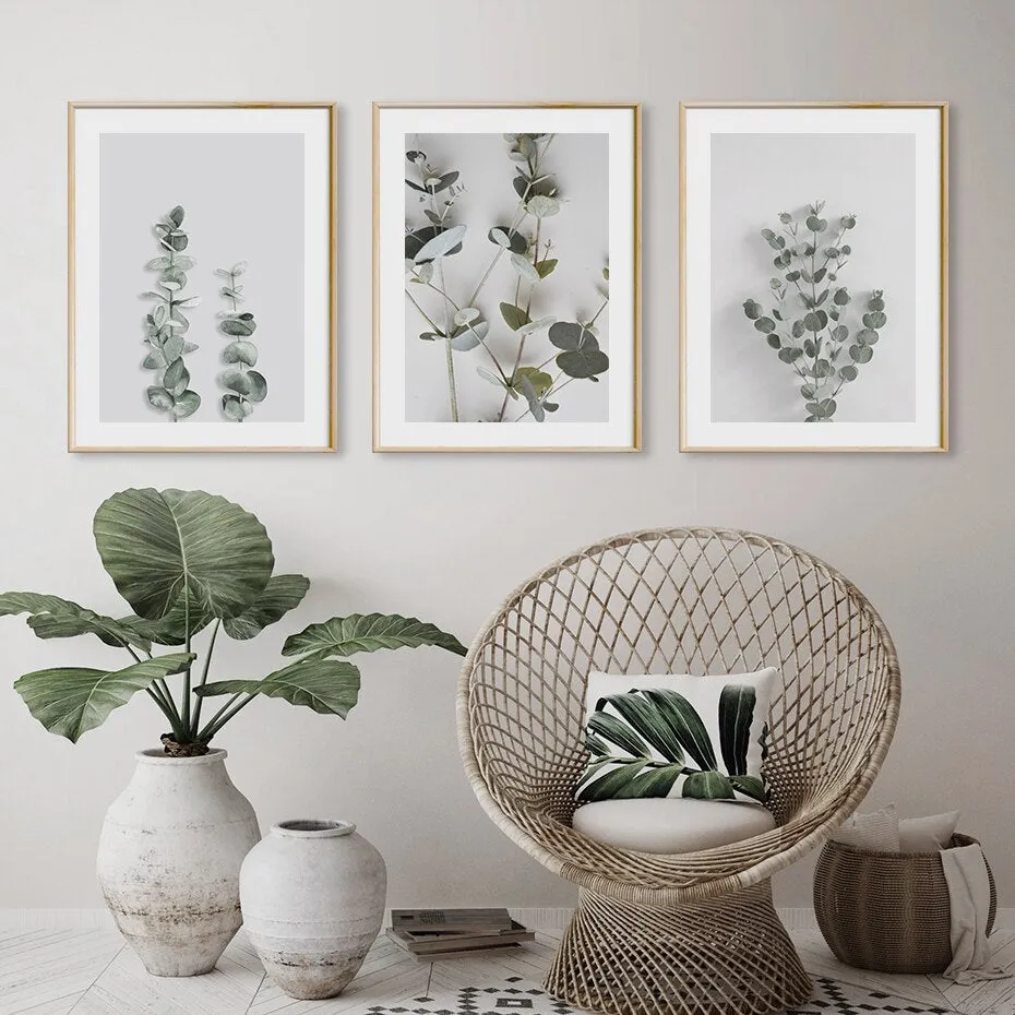 Botanical Eucalyptus Leaves Modern Canvas Paintings Posters and Prints Interior for Living Room Hallway Home Decor No Frame