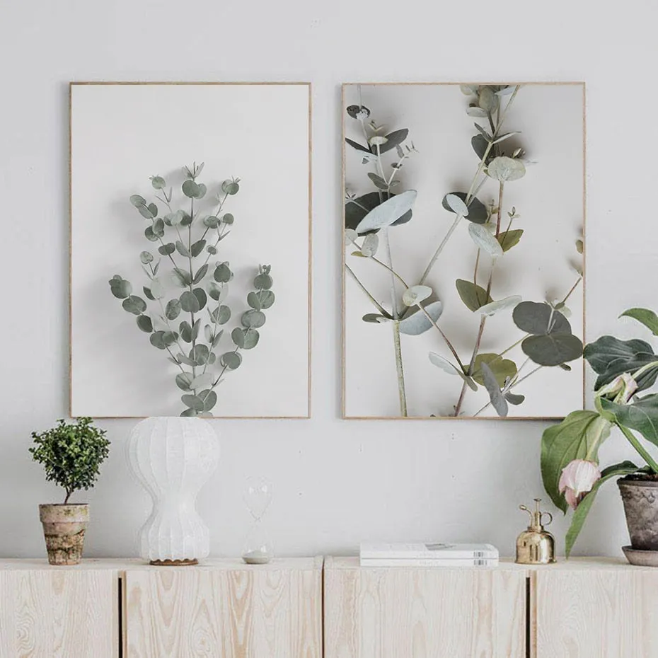 Botanical Eucalyptus Leaves Modern Canvas Paintings Posters and Prints Interior for Living Room Hallway Home Decor No Frame