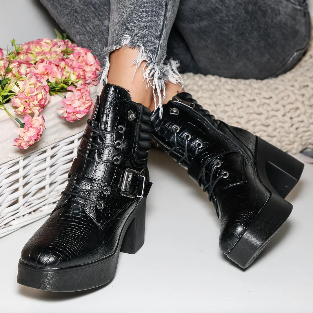 Botine dama Dariana - Black Leather