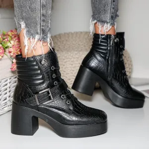 Botine dama Dariana - Black Leather