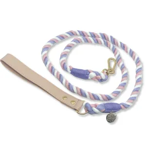 Braided Cotton Rope Dog Leash With Vegan Leather Handle - Unicorn