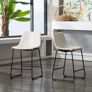 Brand new in box! Roundhill Furniture Lotusville Vintage PU Leather Counter Height Stools, Set of 2, White! Retails $438 