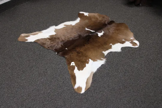 Brown & White  Calfskin Rug Size 3ft x 3ft - Premium Quality Cowhide Rug
