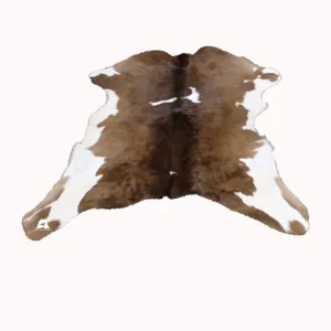 Brown & White  Calfskin Rug Size 3ft x 3ft - Premium Quality Cowhide Rug