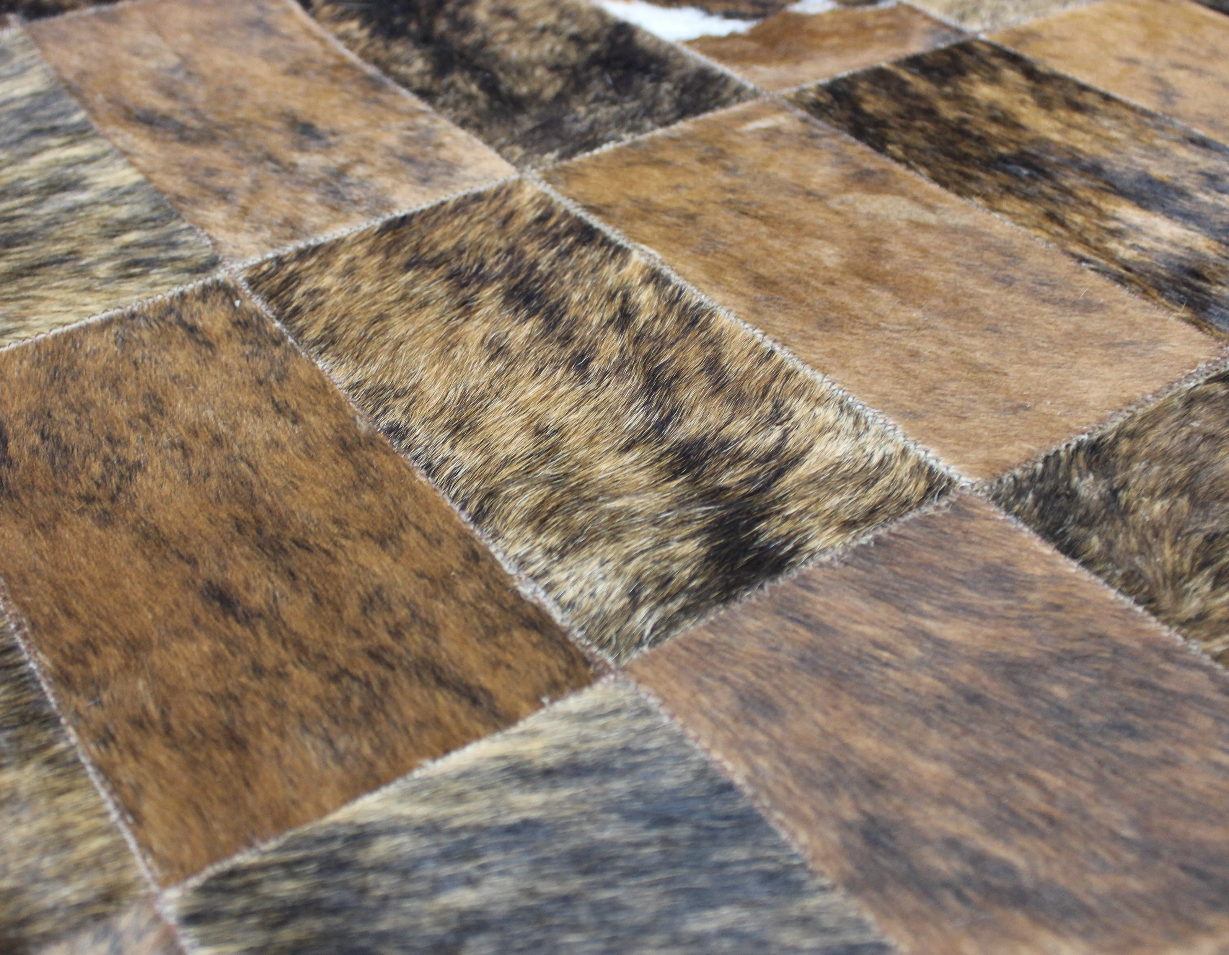 Brown Brindle  Patchwork Cowhide Rug – 4.9 ft x 4ft  Premium Cowhide Rug