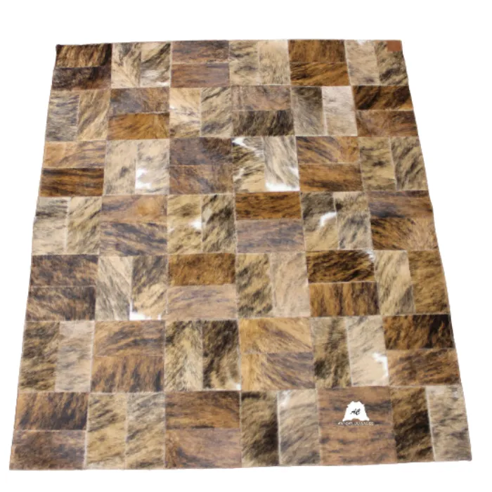Brown Brindle  Patchwork Cowhide Rug – 4.9 ft x 4ft  Premium Cowhide Rug