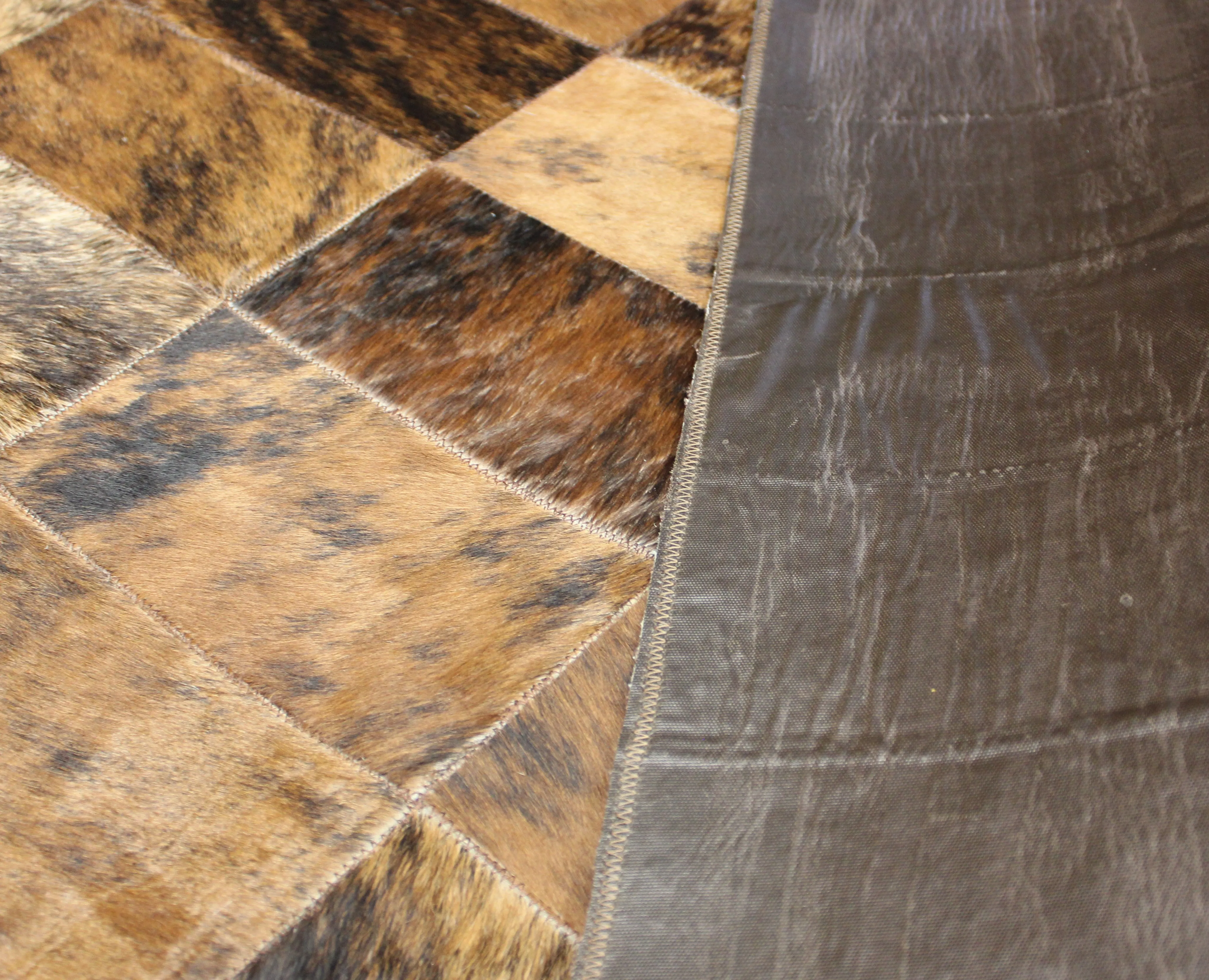 Brown Brindle  Patchwork Cowhide Rug – 4.9 ft x 4ft  Premium Cowhide Rug