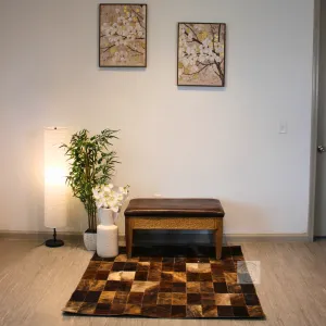 Brown Brindle  Patchwork Cowhide Rug – 4.9 ft x 4ft  Premium Cowhide Rug