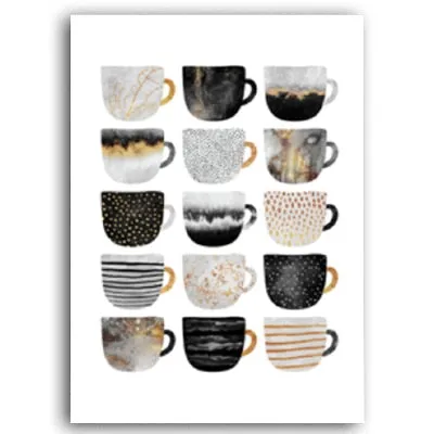But First Coffee Colorful Cups Coffee Wall Art
