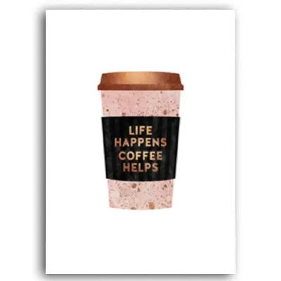But First Coffee Colorful Cups Coffee Wall Art