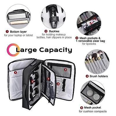 Byootique Makeup Backpack Anti-Theft Bag Cosmetic Storage Travel Organizer Salon