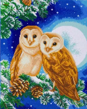 CAK-A122L: "Moonlight Perch" Framed Crystal Art Kit, 40 x 50cm