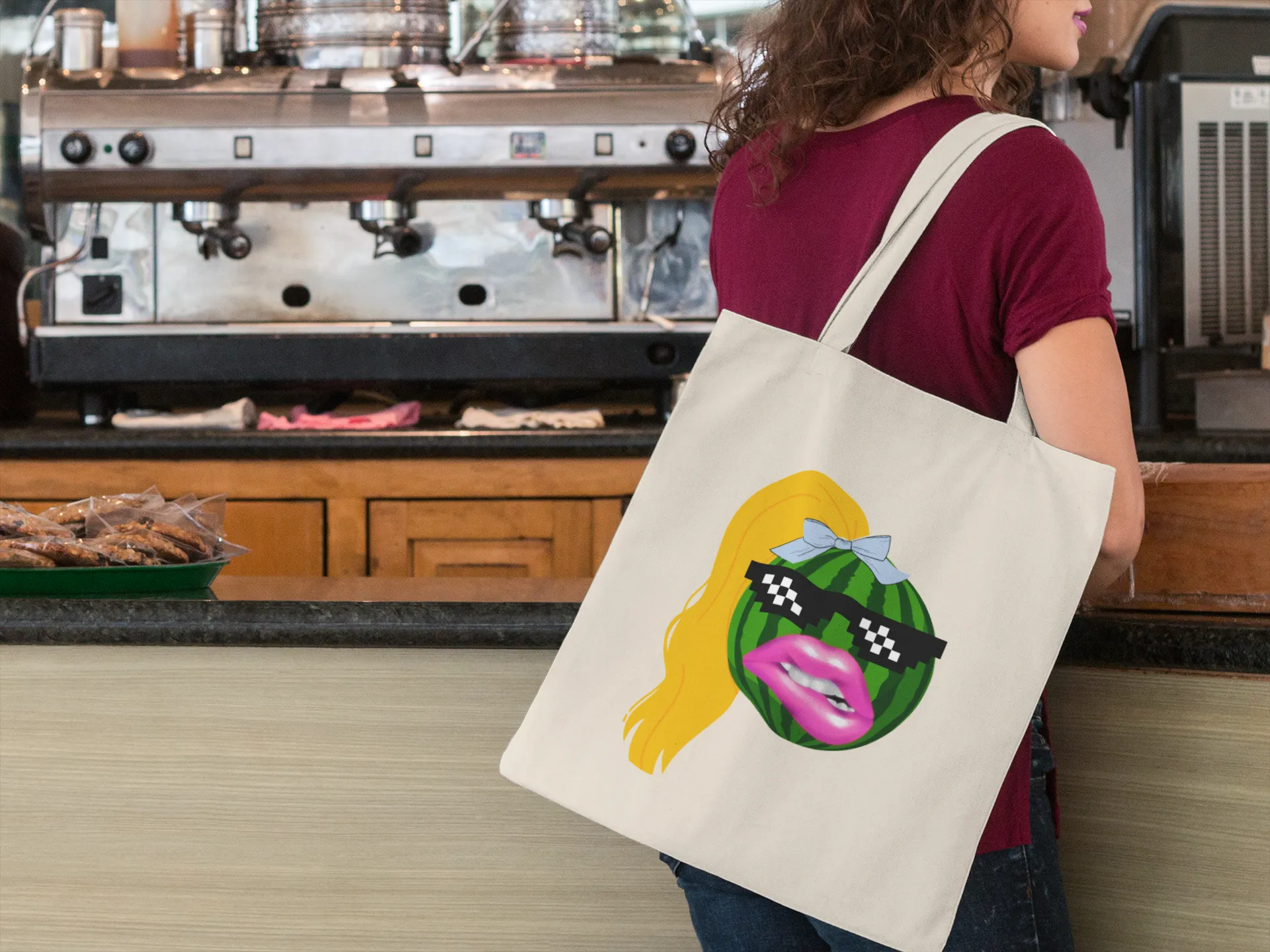 Canvas Tote Bag, Valley Girl Watermelon