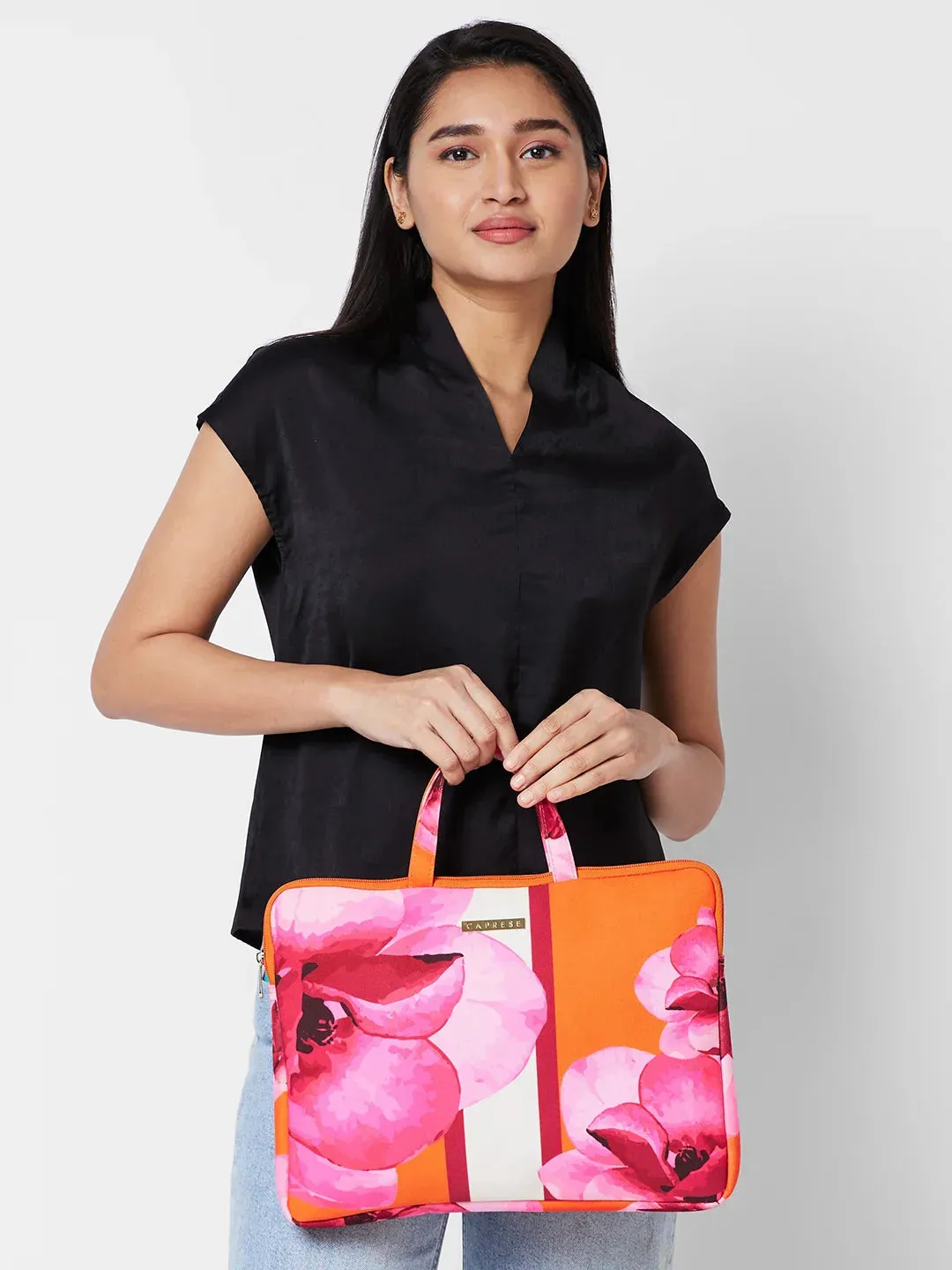 Caprese Ivy Large Orange Laptop Sleeve Bag