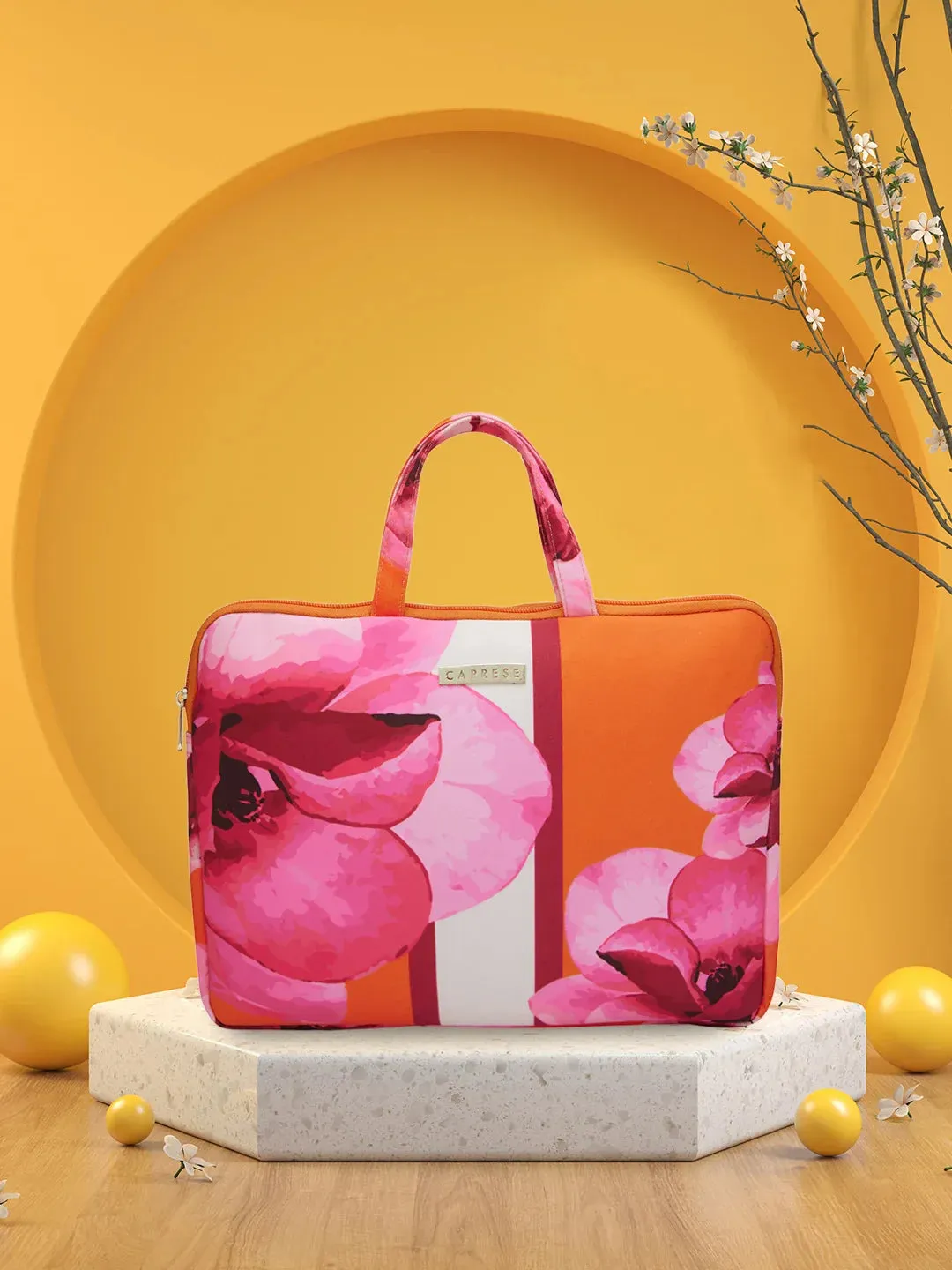 Caprese Ivy Large Orange Laptop Sleeve Bag