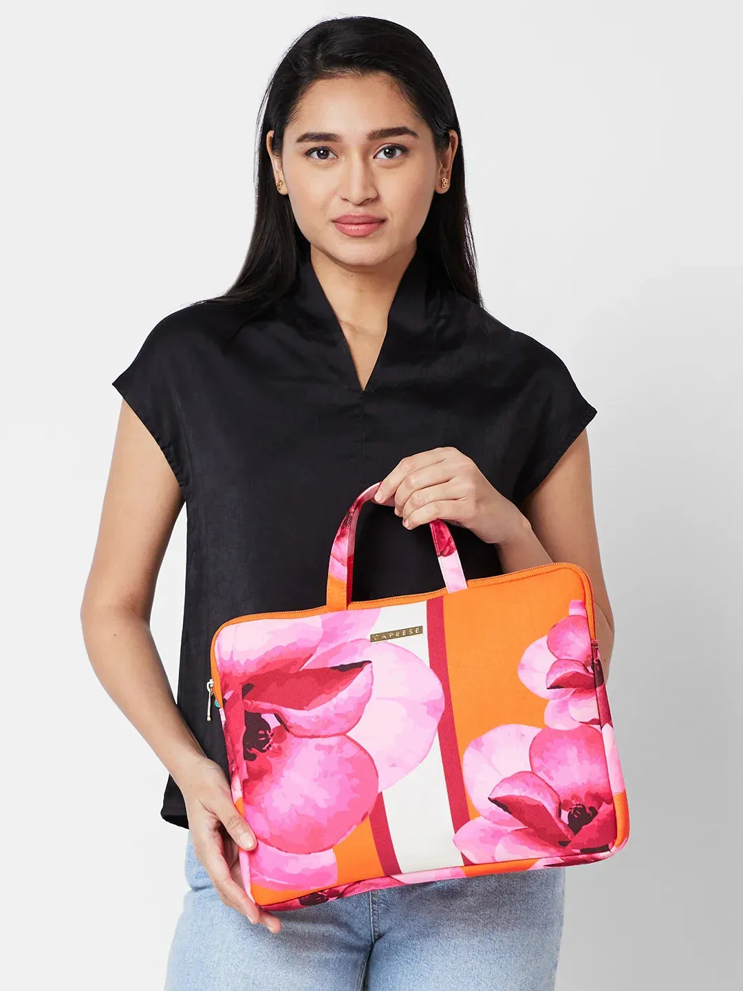 Caprese Ivy Large Orange Laptop Sleeve Bag