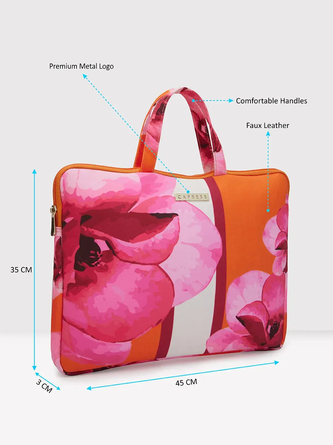Caprese Ivy Large Orange Laptop Sleeve Bag