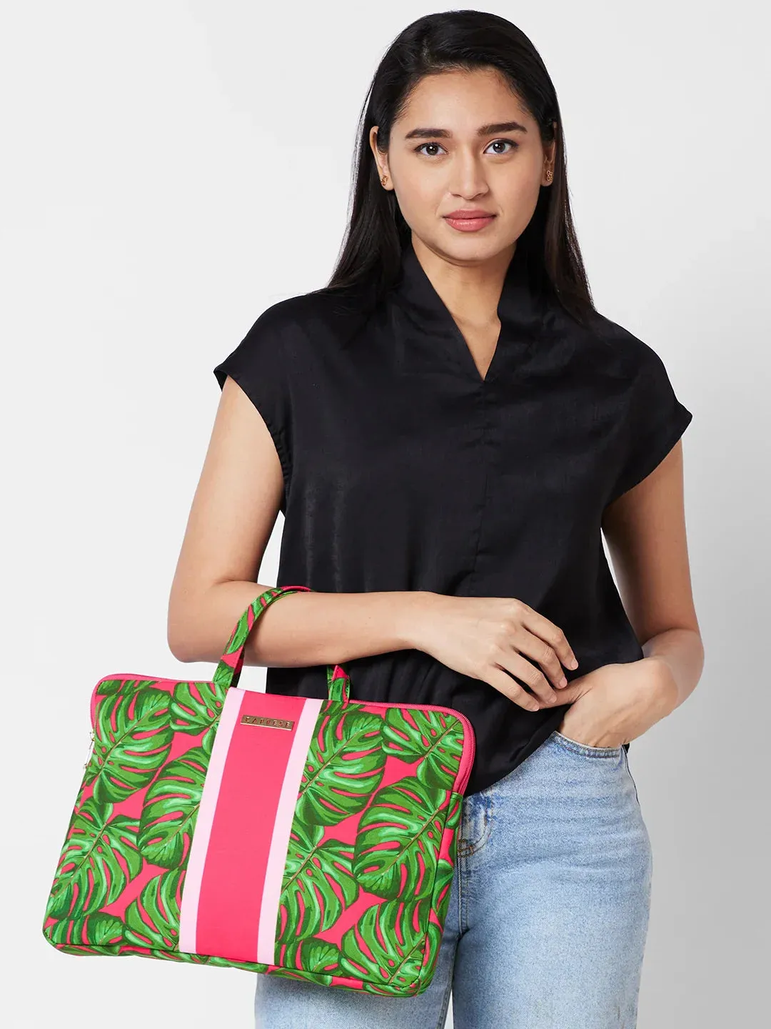 Caprese Tulip Large Green Laptop Sleeve Bag