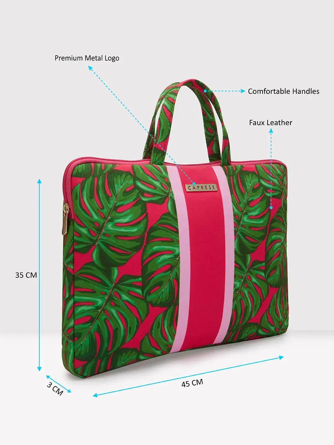 Caprese Tulip Large Green Laptop Sleeve Bag