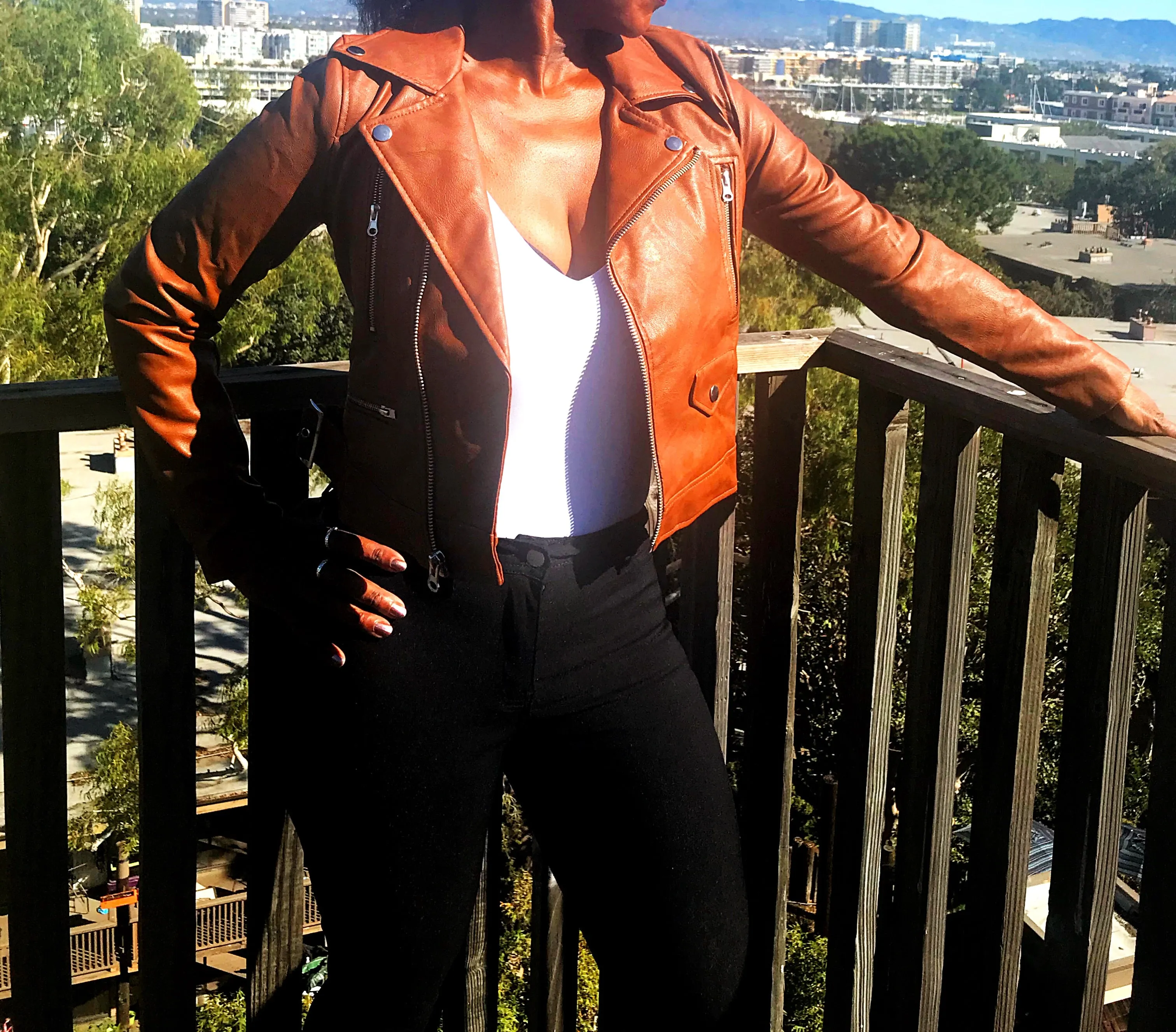 Caramel Moto Faux Leather Jacket