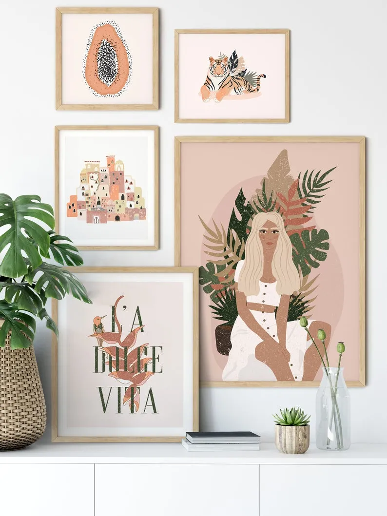 Castle Tiger And Girl Boho Wall Art