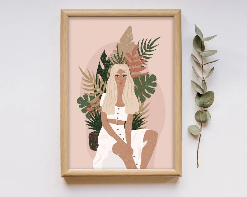 Castle Tiger And Girl Boho Wall Art