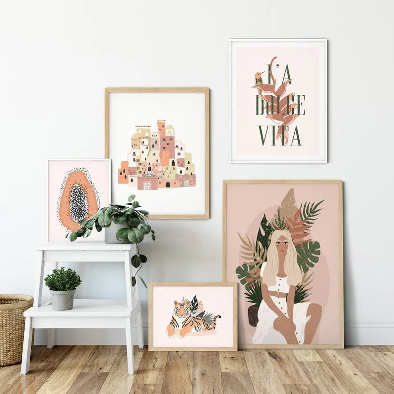 Castle Tiger And Girl Boho Wall Art