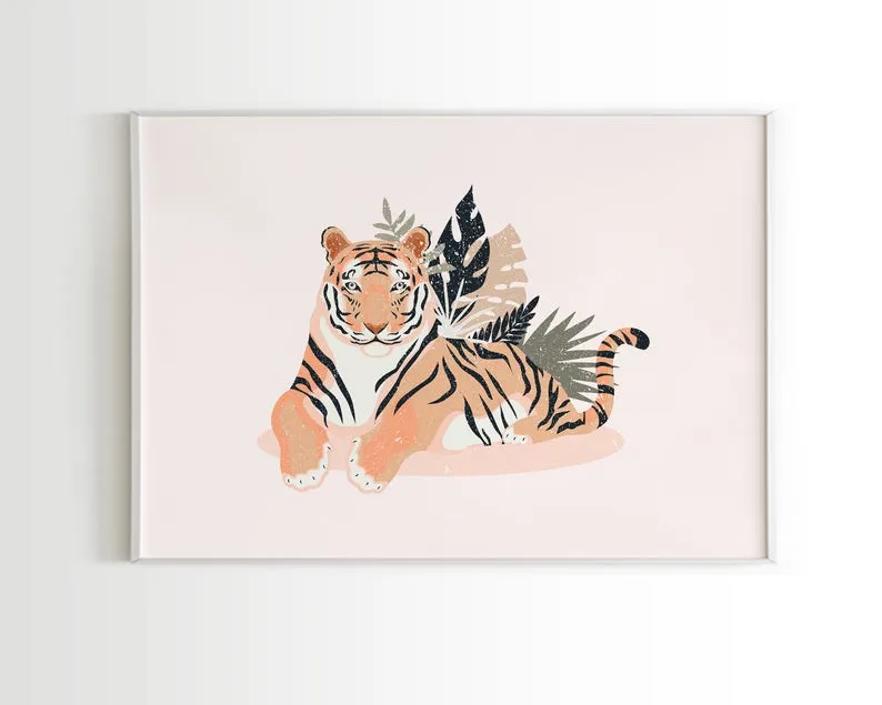 Castle Tiger And Girl Boho Wall Art