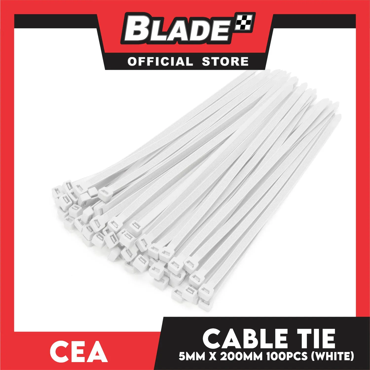 Cea Nylon Cable Tie 8 inches White (5mm x 200mm) 100pcs/Bag