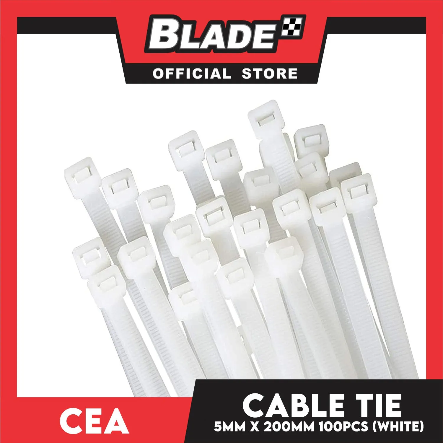 Cea Nylon Cable Tie 8 inches White (5mm x 200mm) 100pcs/Bag