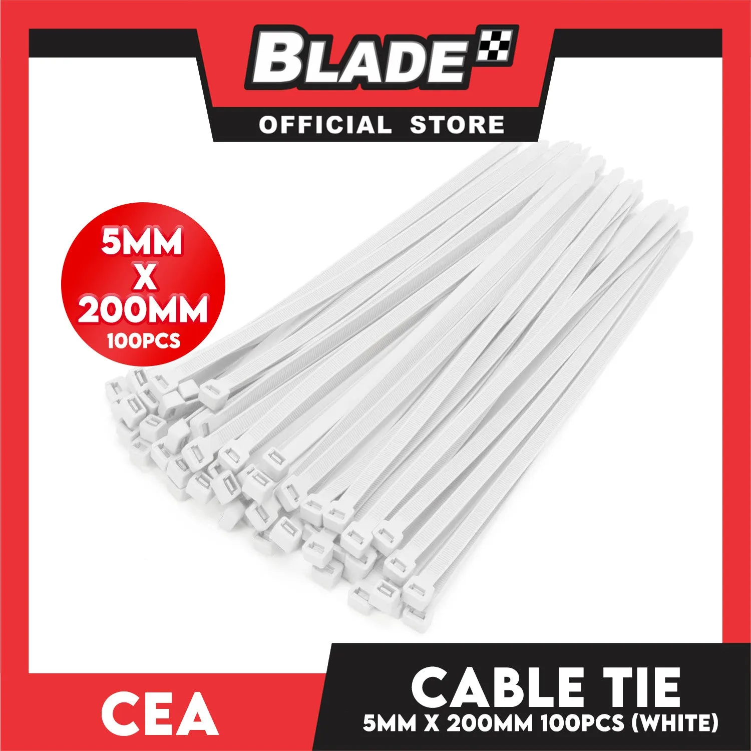 Cea Nylon Cable Tie 8 inches White (5mm x 200mm) 100pcs/Bag