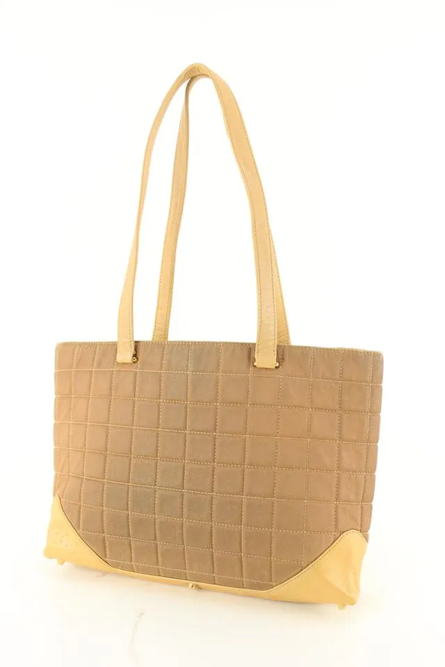 Chanel Beige x Brown Bicolor Shopper Canvas x Leather 12ck712s