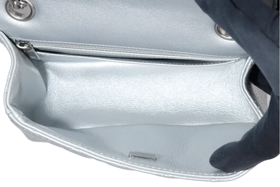 CHANEL CLASSIC FLAP REISSUE 2.55 MINI SILVER CALFSKIN SHW AUL4xxxx(MICROCHIP) WITH DUST COVER AND BOX