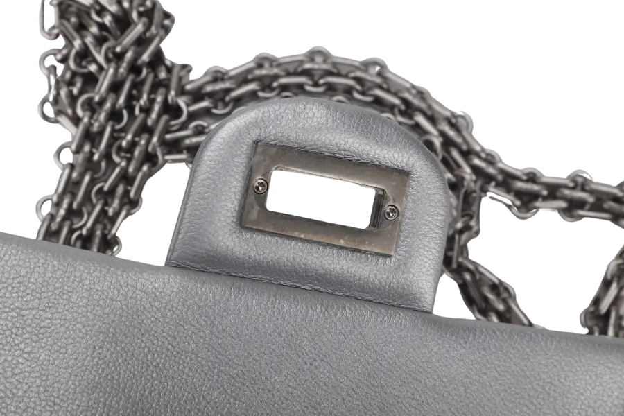 CHANEL CLASSIC FLAP REISSUE 2.55 MINI SILVER CALFSKIN SHW AUL4xxxx(MICROCHIP) WITH DUST COVER AND BOX