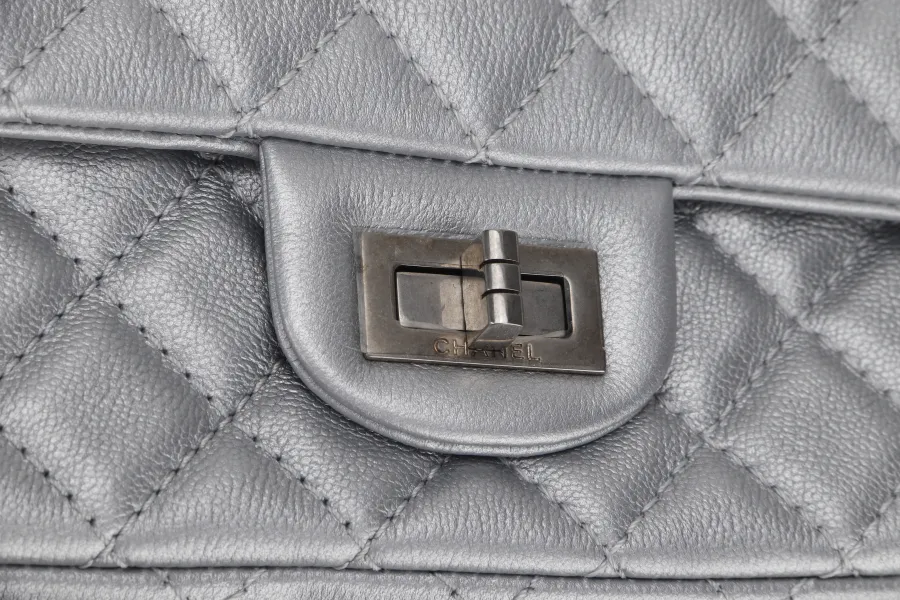 CHANEL CLASSIC FLAP REISSUE 2.55 MINI SILVER CALFSKIN SHW AUL4xxxx(MICROCHIP) WITH DUST COVER AND BOX
