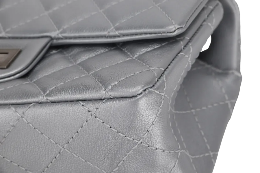 CHANEL CLASSIC FLAP REISSUE 2.55 MINI SILVER CALFSKIN SHW AUL4xxxx(MICROCHIP) WITH DUST COVER AND BOX