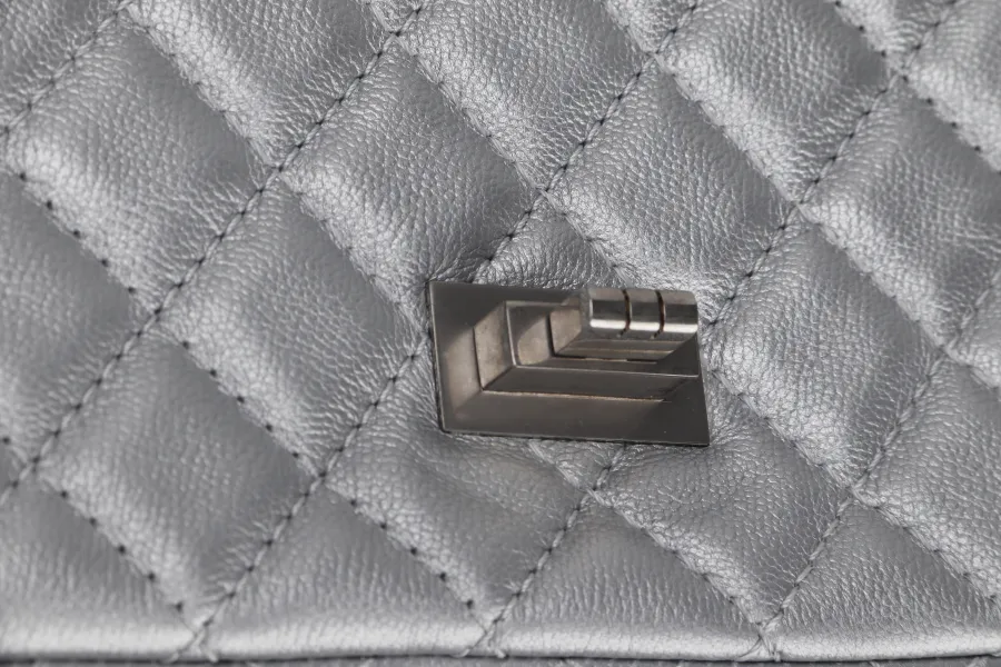 CHANEL CLASSIC FLAP REISSUE 2.55 MINI SILVER CALFSKIN SHW AUL4xxxx(MICROCHIP) WITH DUST COVER AND BOX