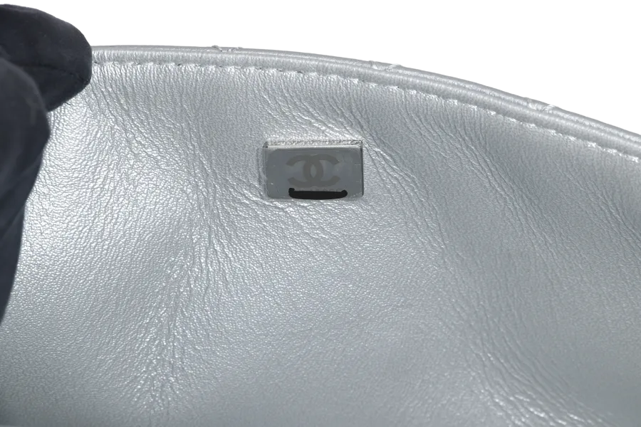 CHANEL CLASSIC FLAP REISSUE 2.55 MINI SILVER CALFSKIN SHW AUL4xxxx(MICROCHIP) WITH DUST COVER AND BOX