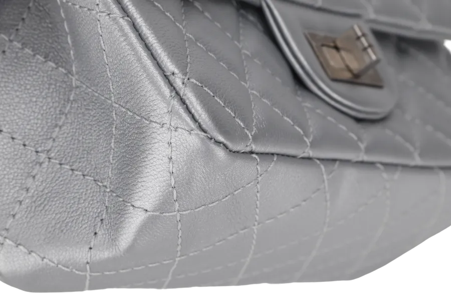 CHANEL CLASSIC FLAP REISSUE 2.55 MINI SILVER CALFSKIN SHW AUL4xxxx(MICROCHIP) WITH DUST COVER AND BOX
