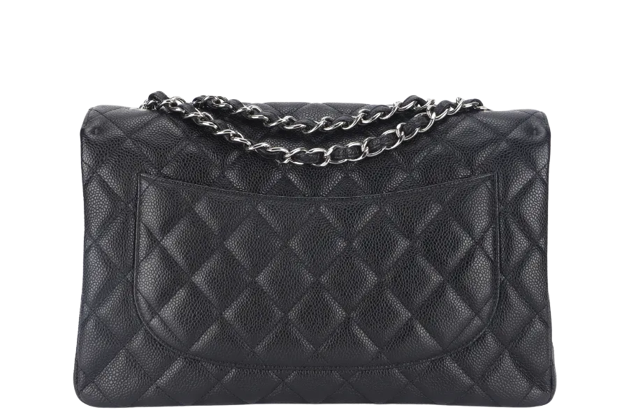 CHANEL CLASSIC JUMBO (1317xxxx ) BLACK CAVIAR SILVER HARDWARE WITH CARD AND DUST COVER