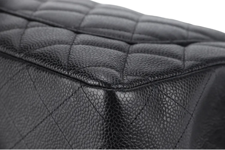 CHANEL CLASSIC JUMBO (1317xxxx ) BLACK CAVIAR SILVER HARDWARE WITH CARD AND DUST COVER